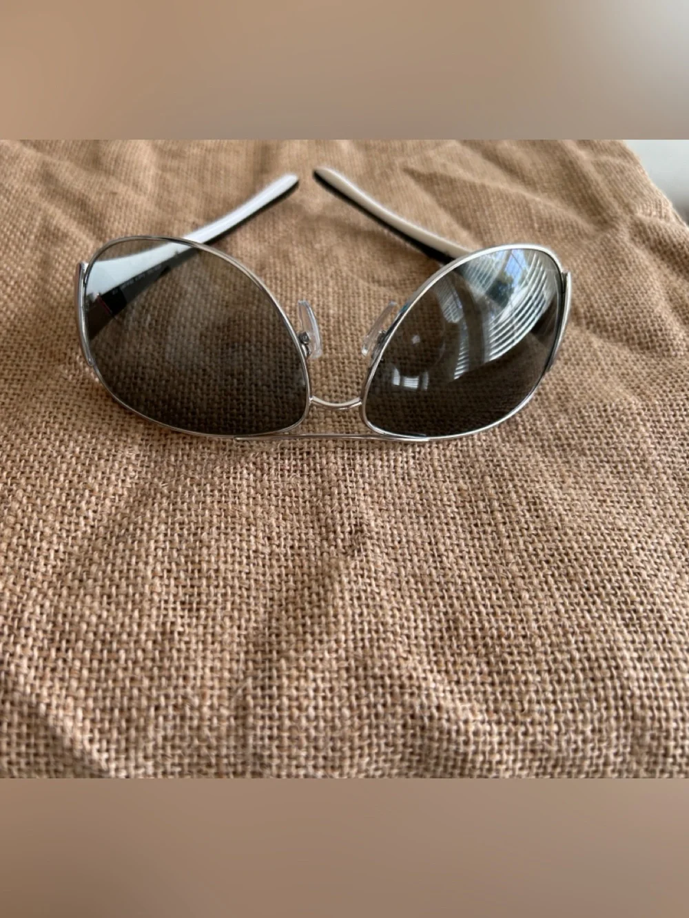 Prada Silver Framed Aviator Sunglasses with Gray Lenses SPR 85G64*14 6BA-3M1 115
